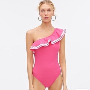 J. Crew one-shoulder ruffle one-piece